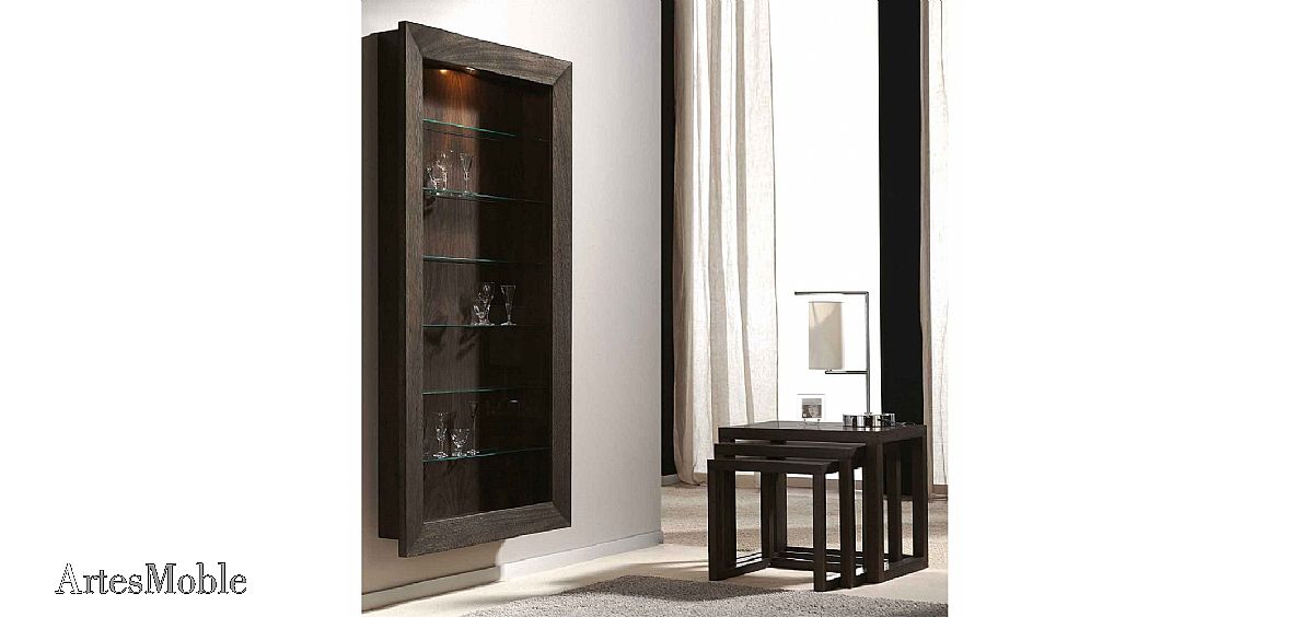 Shallow Hanging Wall Display Cabinet, Wooden Wall Mounted Display Cabinet